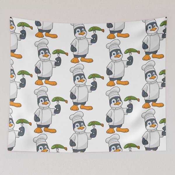 Item preview, Penguin as Cook with Fish & Cooking apron  designed and sold by thai1993.
