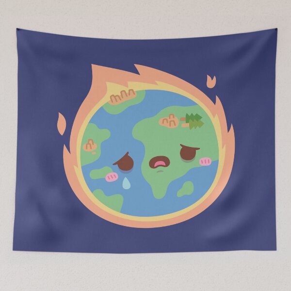 Item preview, Sad Earth On Fire, Global Warming designed and sold by rustydoodle.