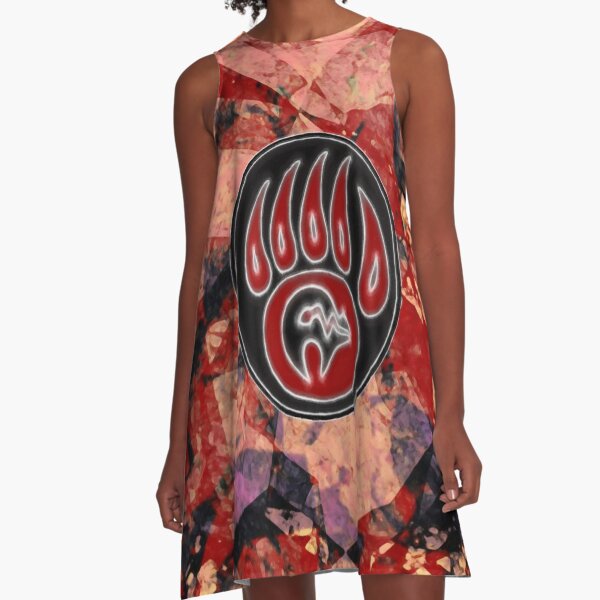 Red Spirit Bear A-Line Dress