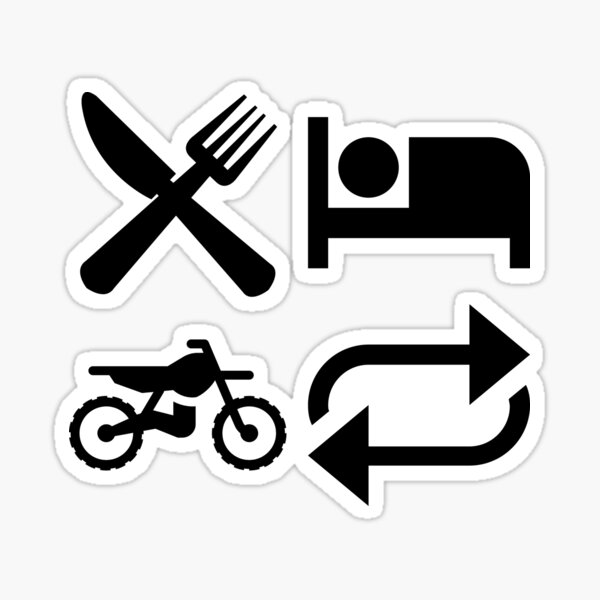 Eat, Sleep, Ride, Repeat Dirtbike (Black Text) Sticker