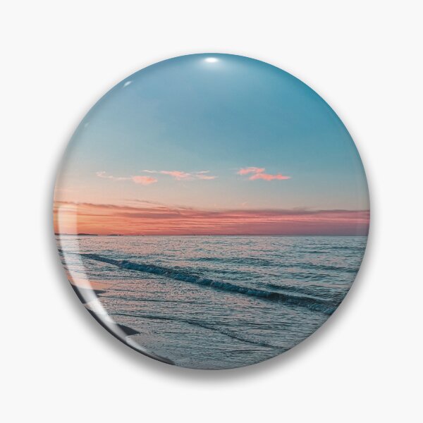Item preview, Calm Ocean waves and beach shore at sunset  designed and sold by anisbbmbrush.