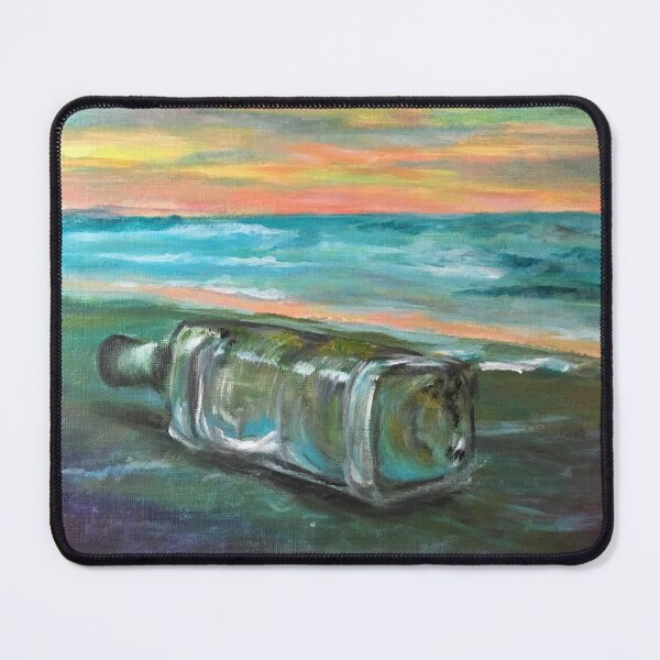 Item preview, Glass Bottle on the Beach Artwork by Jolene Edwards designed and sold by CurlyClaraBelle.