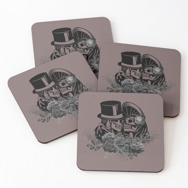Item preview, Gothic Kissing Skulls Couple And Black Roses Eternal Love designed and sold by ChicoryJunction.