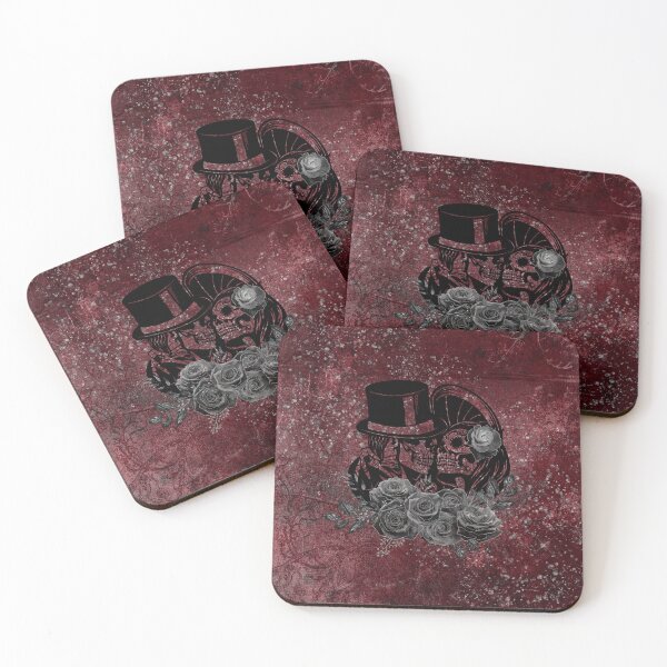 Item preview, Gothic Kissing Skulls Couple And Blood Red Eternal Love Black Roses designed and sold by ChicoryJunction.