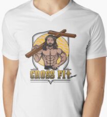 Jesus CrossFit T-Shirt mit V-Ausschnitt