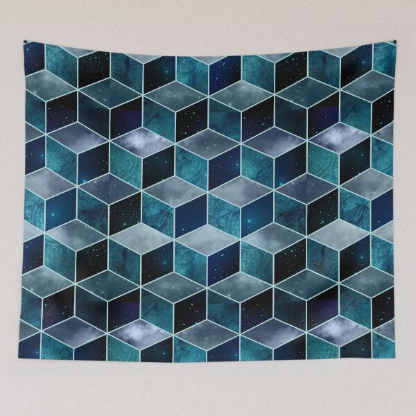Item preview, Fun Galactic Stars and Sky Cube Geometric Pattern designed and sold by SeaChangeDesign.