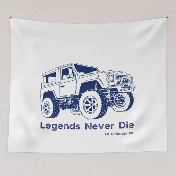 Item preview, Legends Never Die | LR Defender 90 | Classic British 4x4 | Offroad 4wd trucks designed and sold by Duncan Udawatta  | The Mugzz Shop.