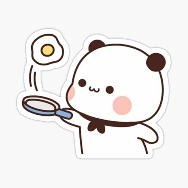 Bubu Eating Cream Panda Bear Bubu and Dudu Couple' Sticker