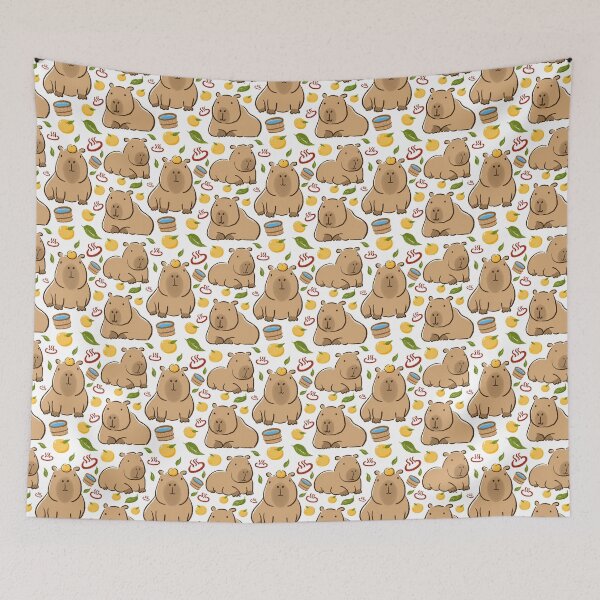 Item preview, Capybara yuzu onzen bath pattern designed and sold by KapiCapybara.