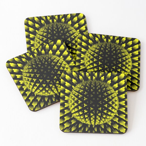 Item preview, 3D exploding vivid yellow sphere on black background designed and sold by mister-john.