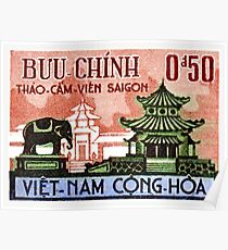 1964 Vietnam Saigon Zoo Postage Stamp Poster