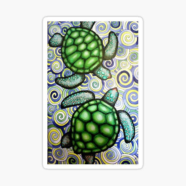 Turtle Tide in Spirals Sticker