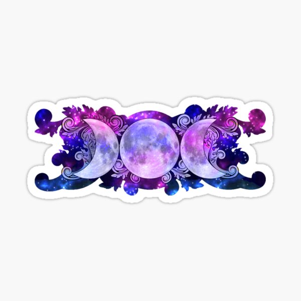 Triple Goddess Moons and Stars Sticker