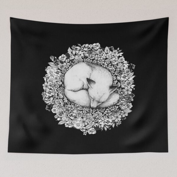 Item preview, Fox Sleeping in Flowers Premium . designed and sold by sugarbendin.
