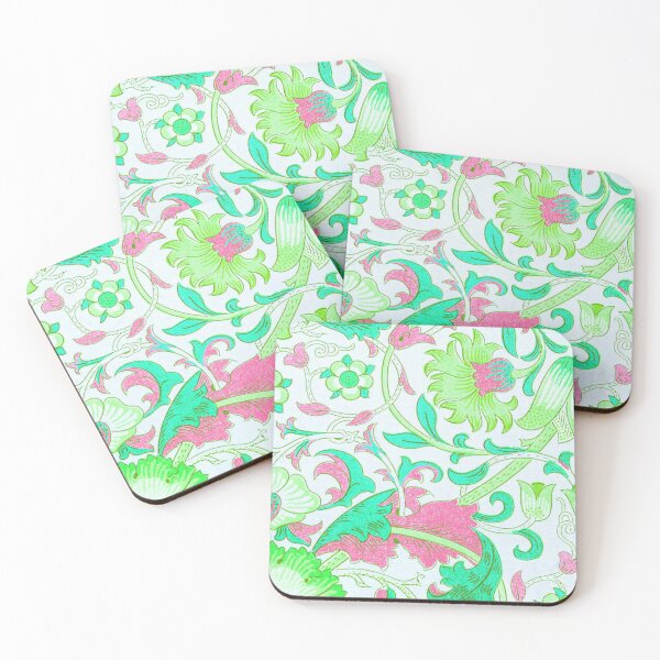 Item preview, Green pink turquoise floral lodden pattern designed and sold by fowons.