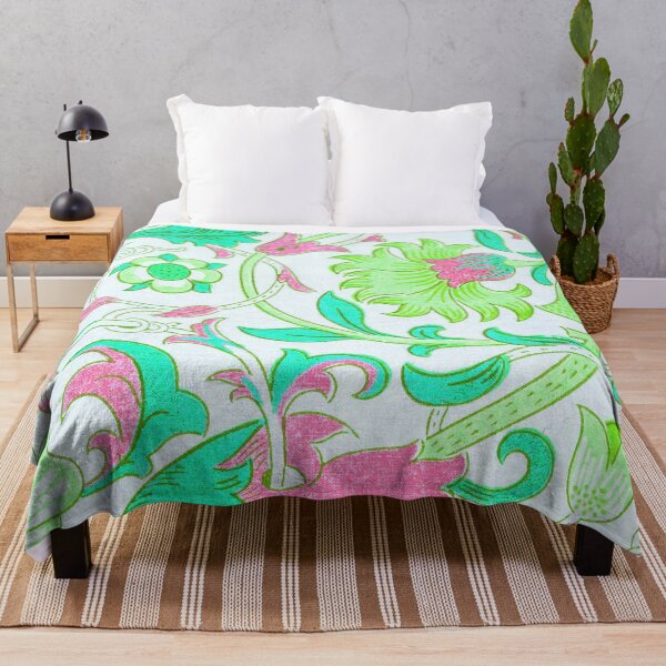 Item preview, Green pink turquoise floral lodden pattern designed and sold by fowons.