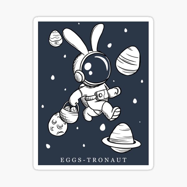 Item preview, Bunny Astronaut with Easter Egg Planets in Space - funny Easter Eggs-tronaut designed and sold by TalesOfScience.