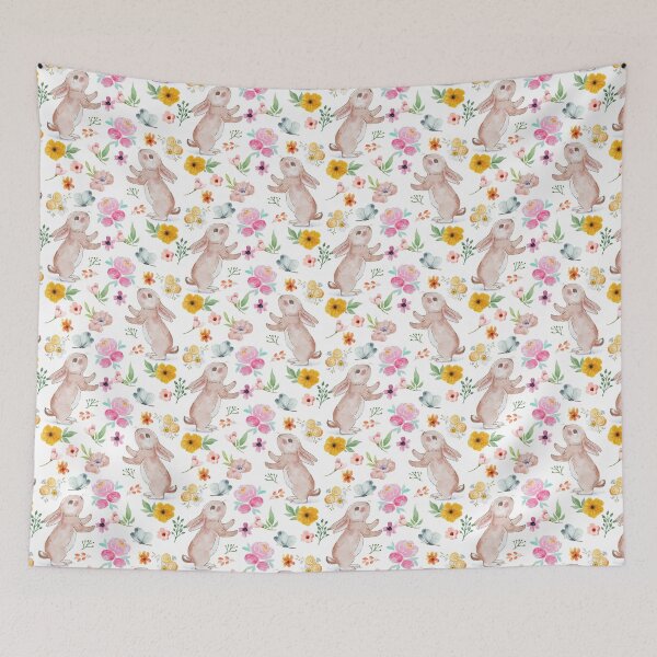 Item preview, Colorful Spring Flowers & Bunny Rabbit pattern design - Spring Floral Pattern designed and sold by AppareIIndustry.