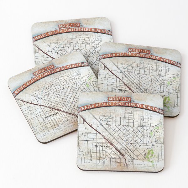 Item preview, Map of downtown Modesto, California, and the Modesto Arch, on old paper designed and sold by NickoPrints.