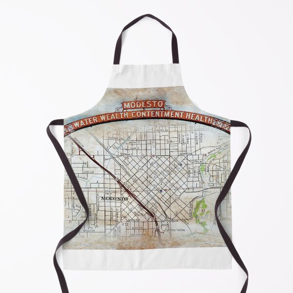 Item preview, Map of downtown Modesto, California, and the Modesto Arch, on old paper designed and sold by NickoPrints.
