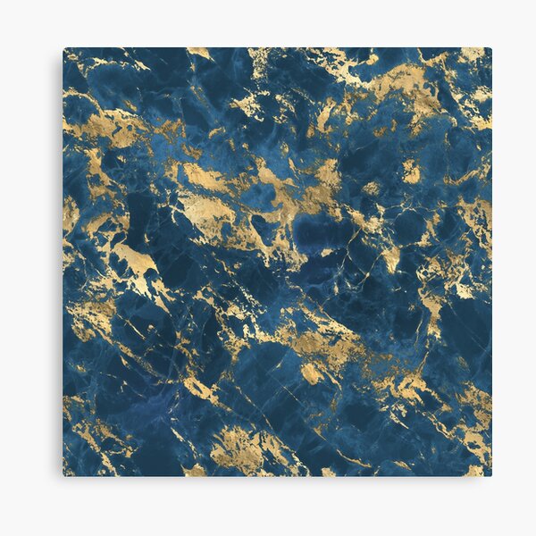  GUANMING Blue Marble Texture Golden Border Wall Art