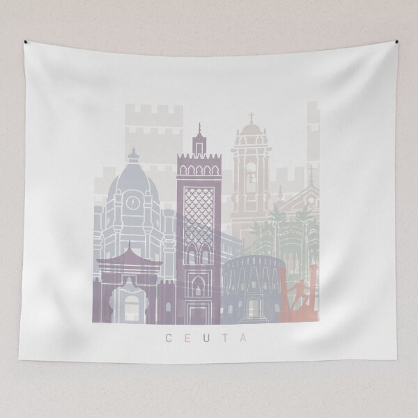 Item preview, CEUTA SKYLINE POSTER PASTEL designed and sold by paulrommer.