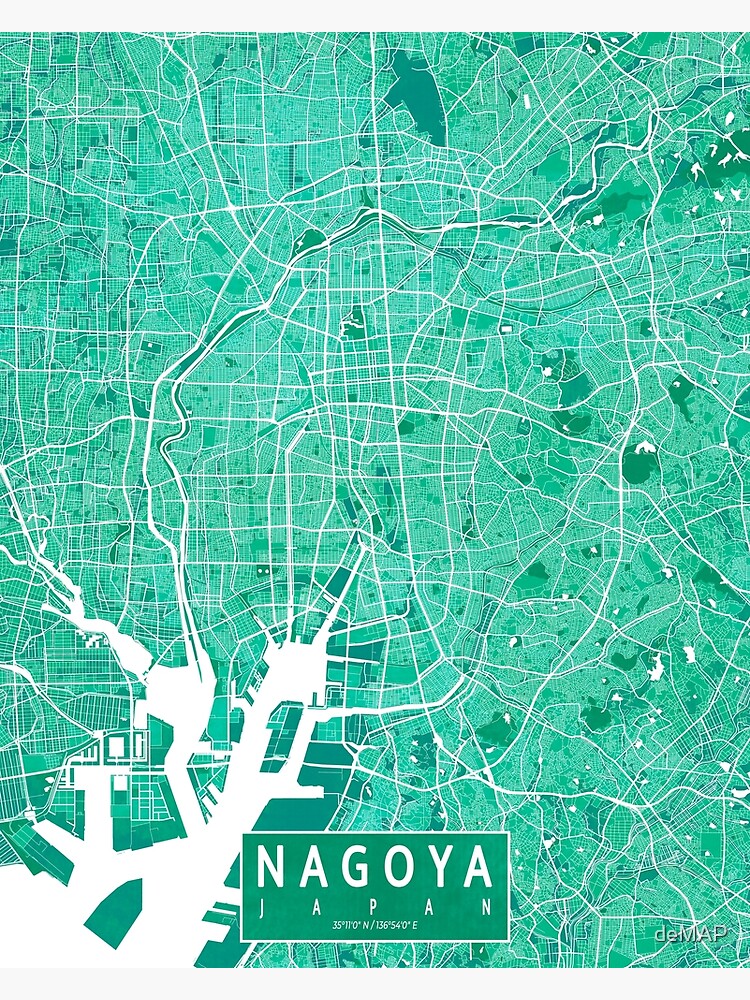 Nagoya City Map Of Japan Watercolor Poster For Sale By Demap Redbubble 