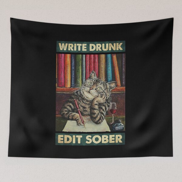 Item preview, Writer - Write Drunk Edit Sober cat lover designed and sold by KinstleHawa.