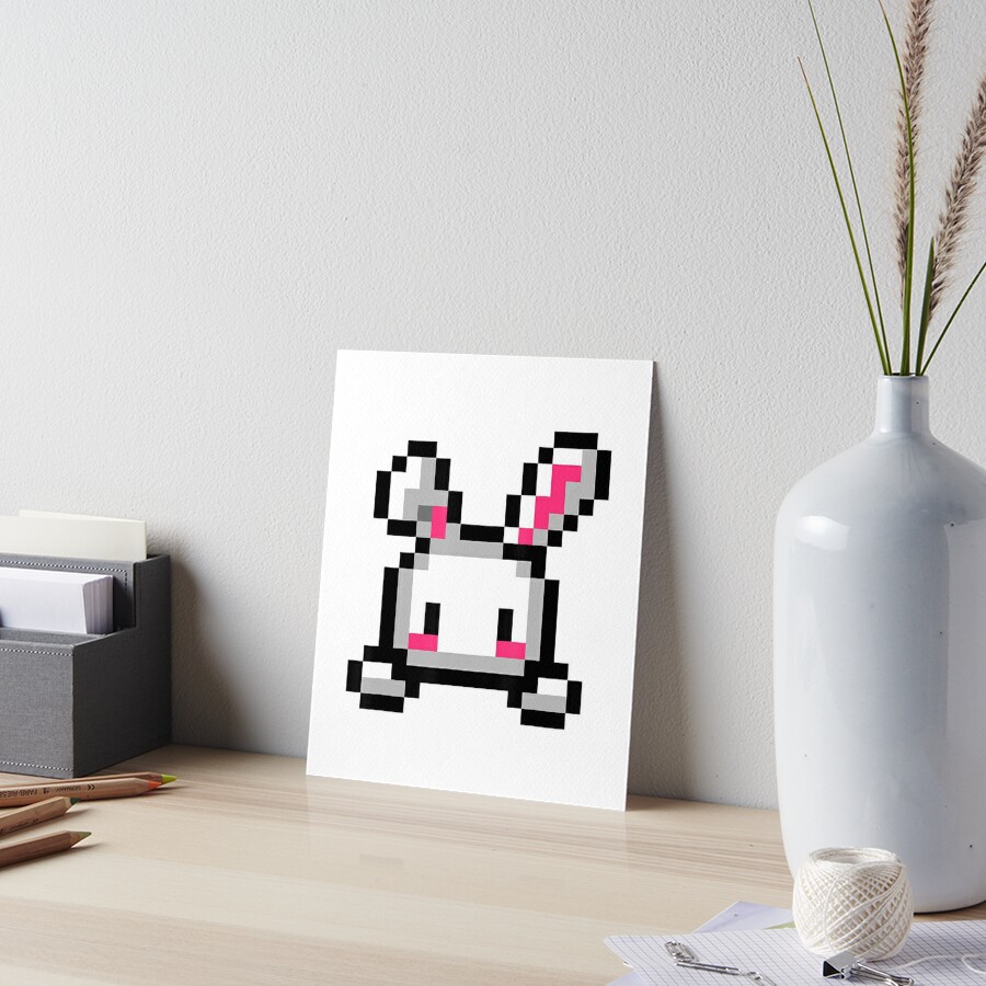 Pixel Art Bunny Rabbit Cute Kawaii 8bit Design Art Board Print By Blackwhitechick Redbubble