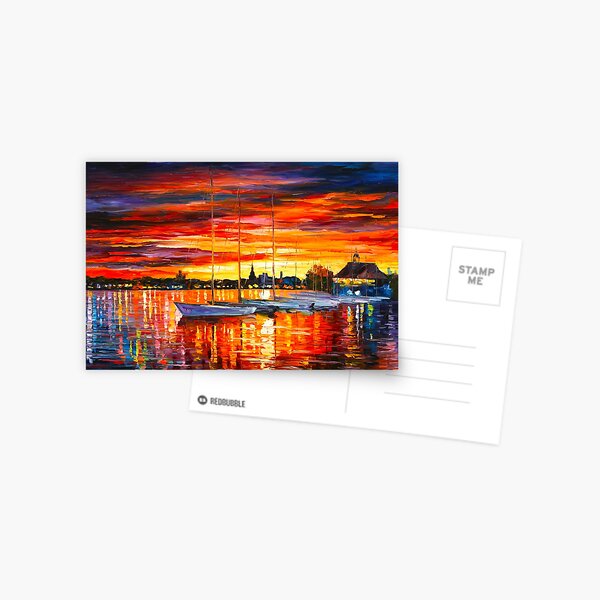 Item preview, HELSINKI - SAILBOATS AT YACHT CLUB - Leonid Afremov CITYSCAPE designed and sold by Leonid Afremov.