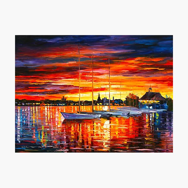 Item preview, HELSINKI - SAILBOATS AT YACHT CLUB - Leonid Afremov CITYSCAPE designed and sold by Leonid Afremov.