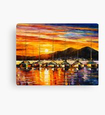 ITALY, NAPLES HARBOR - VESUVIUS - Leonid Afremov CITYSCAPE Canvas Print
