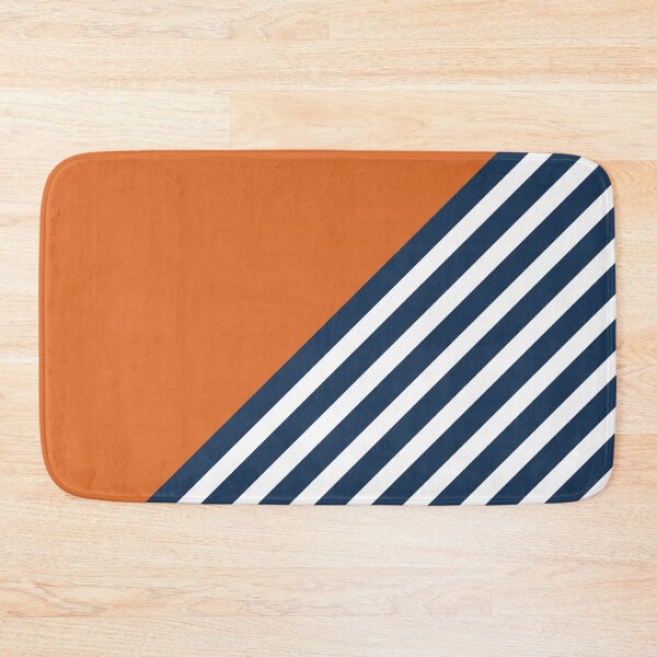 Artikelvorschau, Color Block & Stripes Geometric Print, Orange, Navy and White entworfen und verkauft von meggydesigns.