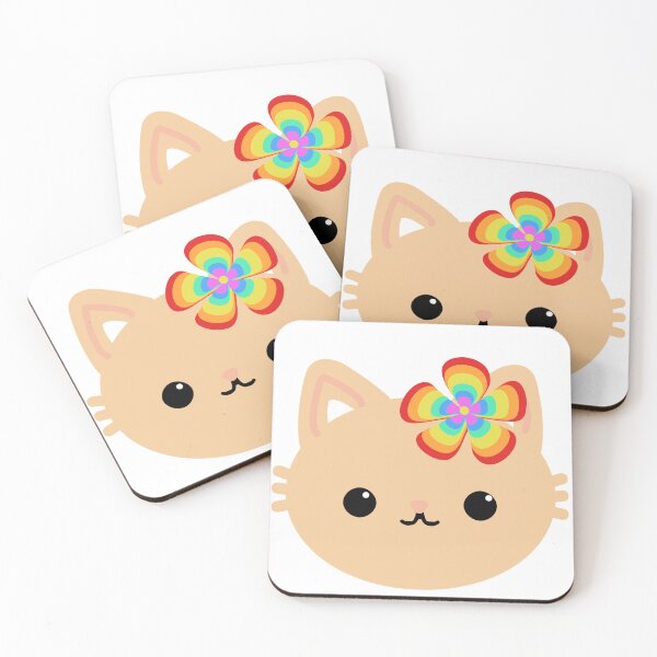 Item preview, Cute kitty face with rainbow flower, adorable for girls or baby sweatshirts, Kids cat gift. designed and sold by EMIPRINCESS.