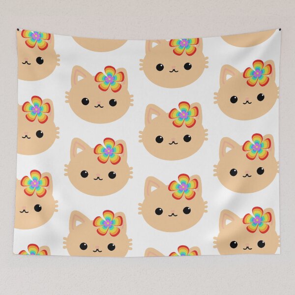Item preview, Cute kitty face with rainbow flower, adorable for girls or baby sweatshirts, Kids cat gift. designed and sold by EMIPRINCESS.