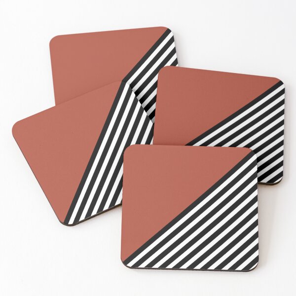 Artikelvorschau, Color Block & Stripes Geometric Print, Sienna, Black and White entworfen und verkauft von meggydesigns.