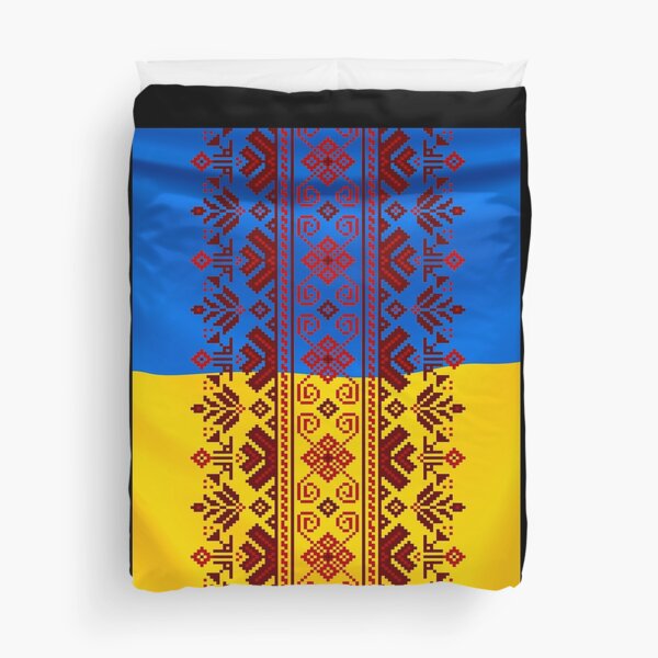 Ukrainian Folk Ornament - Thread Embroidery Thread Embroidery-Ukrainian Folk Ethnic Pattern Ornament Duvet Cover
