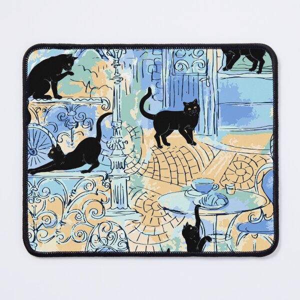 Item preview, Black Cat Caffe Blue designed and sold by WfPrints.