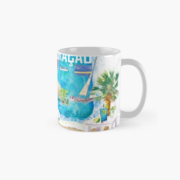 Item preview, Curacao Dutch Antilles Caribbean Island Illustrated Travel Map with Tourist Highlights designed and sold by artshop77.
