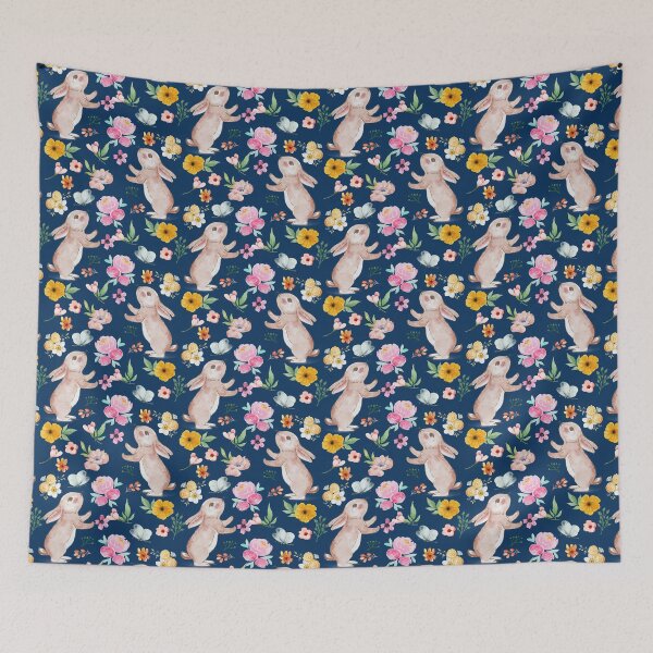 Item preview, Colorful Spring Flowers & Bunny Rabbit pattern design - Spring Floral Wonderland designed and sold by AppareIIndustry.