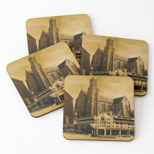 Item preview, Historical buildings of downtown Stockton, California, blended on old paper designed and sold by NickoPrints.