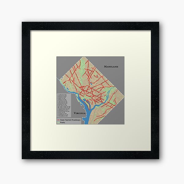 State-Named Roads of Washington, DC Framed Art Print