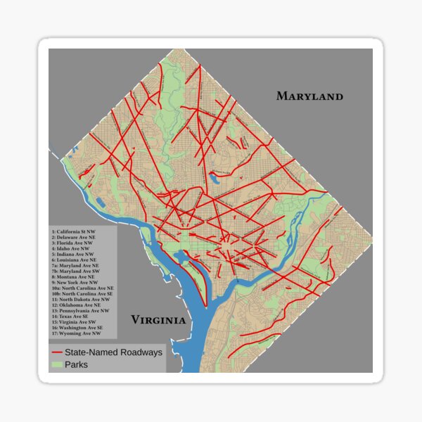 State-Named Roads of Washington, DC Sticker
