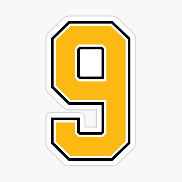 9 - number 9 - jersey number for sportsteam' Sticker