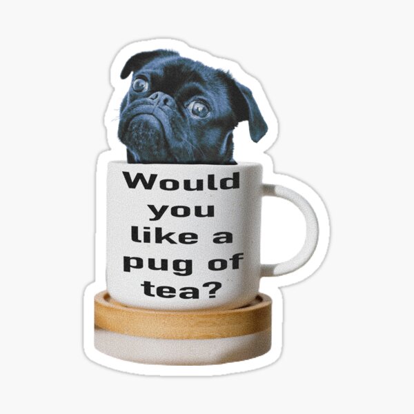 Vista previa del artículo con la obra «Pug of tea, linda camiseta para niños pug dog cup of tea hey kids kids Liam Fitzpatrick», diseñado y vendido por LiamFitzpatrick.