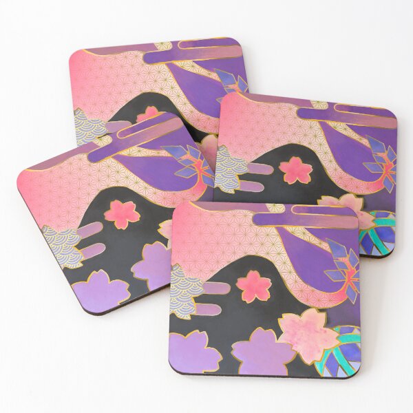 Item preview, Wagara Elegant sakura gold leaf hemp Japanese kimono traditional style designed and sold by super_shimizu.