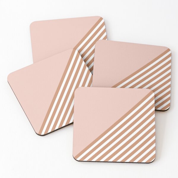 Artikelvorschau, Color Block & Stripes Geometric Print, Pink, Terracotta and White entworfen und verkauft von meggydesigns.