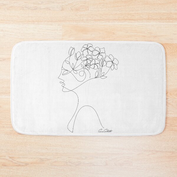 Item preview, Minimal one line drawing - Woman with flowers designed and sold by Carrie Cantwell Art.