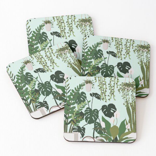 Item preview, Plant Lovers House Plant Print A lovely Soft Green Print With Green Hanging Ferns and House Plants  designed and sold by twigandmeadow.