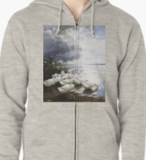 Alexander Max Koester - Ducks At The Lake S Edge Zipped Hoodie